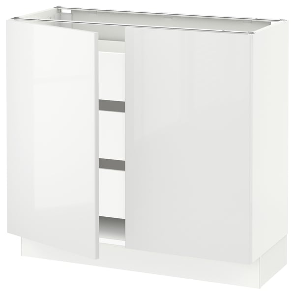 SEKTION high-gloss white kitchen cabinet with modern, sleek design.