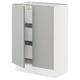 SEKTION light grey kitchen cabinet with swing door, smooth steel handles, modern minimalist design.