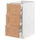 SEKTION kitchen cabinet, white and oak, three-drawer design, sleek and modern aesthetic.