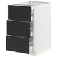 White and black kitchen drawers, modern, vertical, three full-extension.