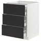 Ikea SEKTION cabinet with three black nickebo drawers, modern design.