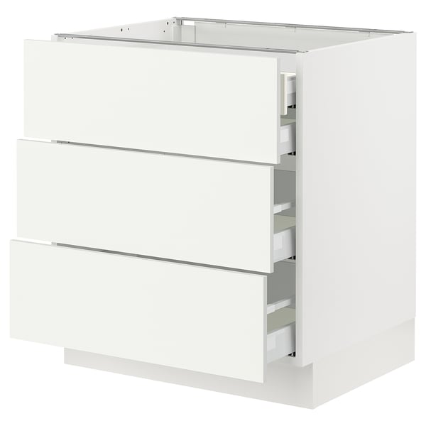 SEKTION white kitchen cabinet, modern, 3-drawer design, white finish, sleek modern kitchen furniture.