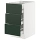 SEKTION kitchen cabinet with 3 green drawers, modern design, white frame.