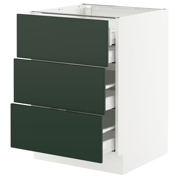 Ikea SEKTION kitchen in white with green drawers, modern and sleek design.