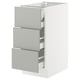 A SEKTION kitchen cabinet in light grey with three drawers. The cabinet is rectangular and has a modern, minimalist design.
