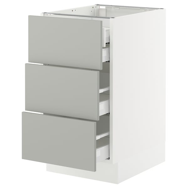 SEKTION modern kitchen cabinet, white, three drawers.