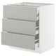 Ikea SEKTION kitchen unit, light gray, three drawers, white.