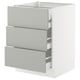 SEKTION kitchen cabinet, light grey, white interior, 3 drawers, rectangle, modern design.