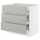 Ikea SEKTION kitchen unit, light grey, three drawers, modern design.