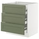 SEKTION kitchen cabinet in grey-green with three drawers, sleek and modern design.