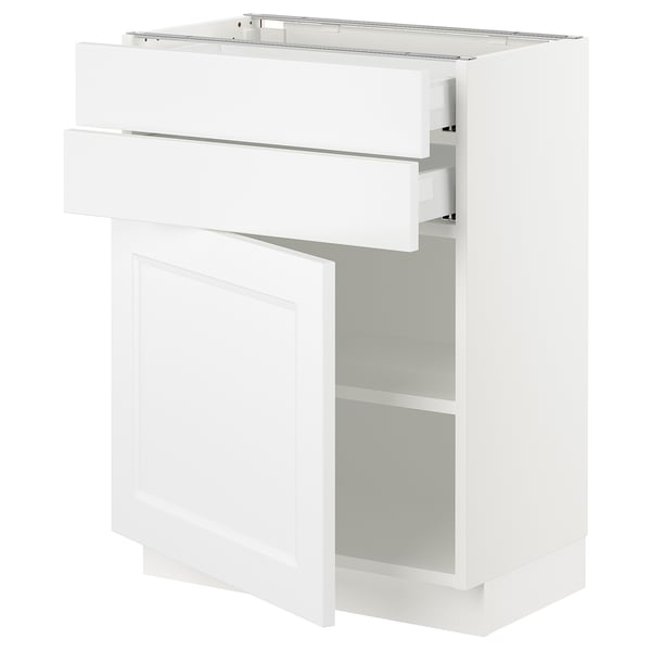 White SEKTION kitchen cabinet, modern design, three compartments, adjustable shelves.