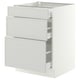 SEKTION / MAXIMERA Base cabinet with 3 drawers, white/Aspudden light grey, 61x61x76 cm