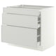 SEKTION / MAXIMERA Base cabinet with 3 drawers, white/Aspudden light grey, 91x61x76 cm