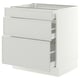SEKTION / MAXIMERA Base cabinet with 3 drawers, white/Aspudden light grey, 76x61x76 cm