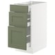 A SEKTION kitchen cabinet with three green-gray drawers, modern design.