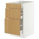 White SEKTION kitchen cabinet with three wooden drawers.