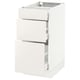 White SEKTION kitchen cabinet with three drawers, sleek and modern design.