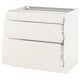 White SEKTION kitchen cabinet with three drawers.