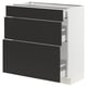 Modern kitchen unit named SEKTION in black with 3 drawers, sleek design.
