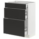 SEKTION kitchen cabinet, white with three black drawers.