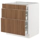 SEKTION kitchen cabinet, white with walnut drawers, sleek modern design, smooth and soft-close drawers.