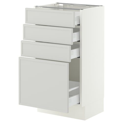 SEKTION / MAXIMERA Base cabinet with 4 drawers, white/Aspudden light grey, 46x37x76 cm