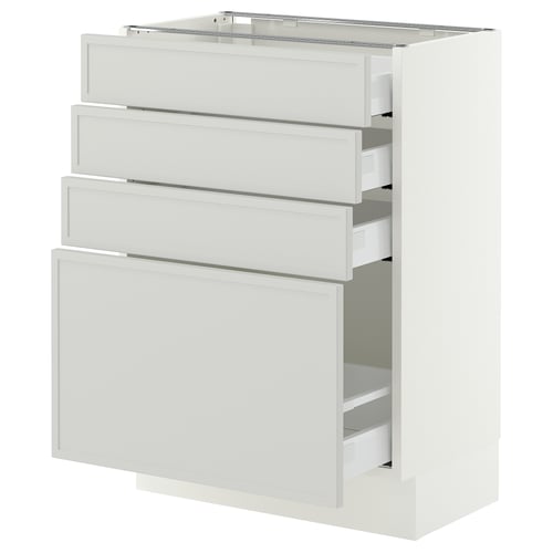 SEKTION / MAXIMERA Base cabinet with 4 drawers, white/Aspudden light grey, 61x37x76 cm