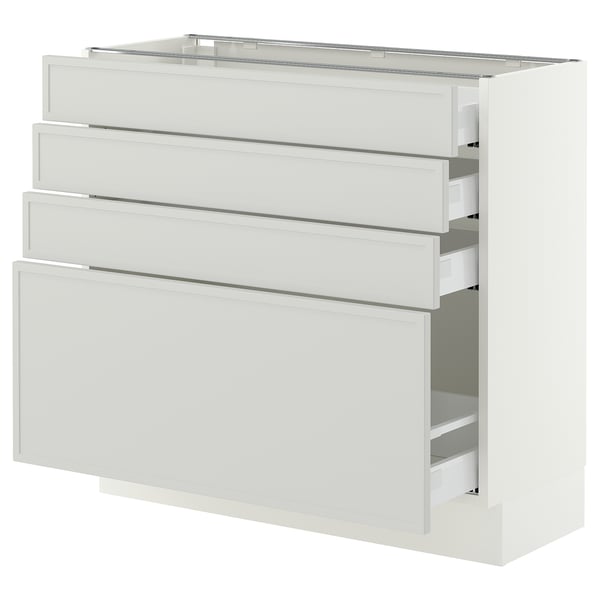SEKTION / MAXIMERA Base cabinet with 4 drawers, white/Aspudden light grey, 91x37x76 cm