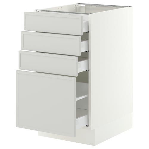 SEKTION / MAXIMERA Base cabinet with 4 drawers, white/Aspudden light grey, 46x61x76 cm
