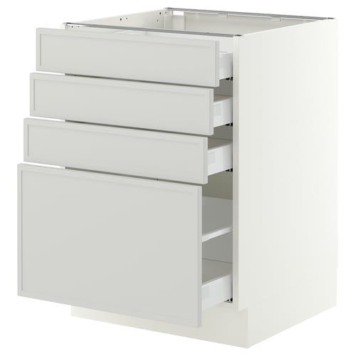 SEKTION / MAXIMERA Base cabinet with 4 drawers, white/Aspudden light grey, 61x61x76 cm