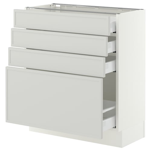 SEKTION / MAXIMERA Base cabinet with 4 drawers, white/Aspudden light grey, 76x37x76 cm