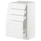 White SEKTION kitchen cabinet with three drawers and one door, in modern classic design.
