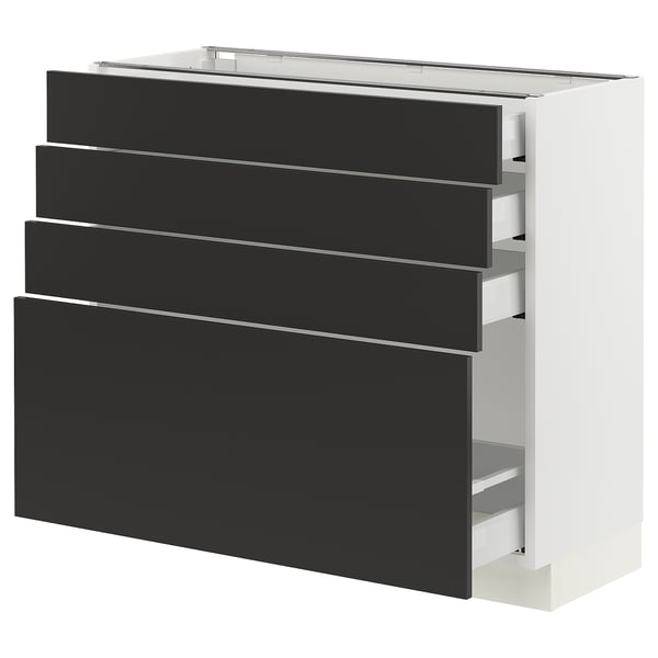 SEKTION kitchen unit with 5 black drawers, sleek modern design, smooth-running drawers.