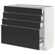 SEKTION kitchen unit with 5 black drawers, sleek modern design, smooth-running drawers.