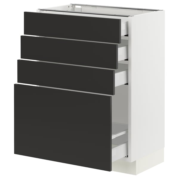 SEKTION kitchen unit, black, modern, rectangular, pull-out drawers.