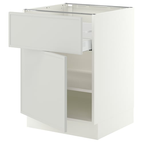 SEKTION / MAXIMERA Base cabinet with drawer/door, white/Aspudden light grey, 61x61x76 cm