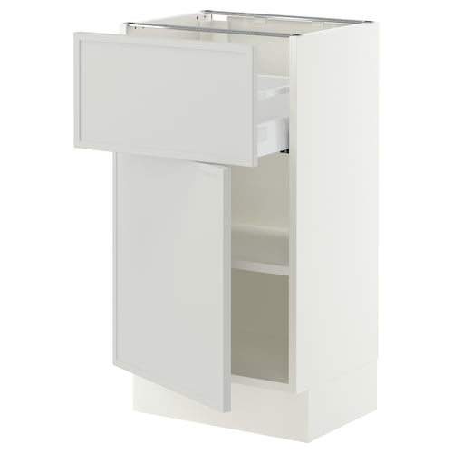SEKTION / MAXIMERA Base cabinet with drawer/door, white/Aspudden light grey, 46x37x76 cm