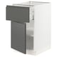 Modern kitchen cabinet, white & grey, with adjustable shelves & integrated handles.