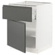 SEKTION kitchen cabinet in white with dark grey drawers, modern look, smooth-running drawers, adjustable shelves.