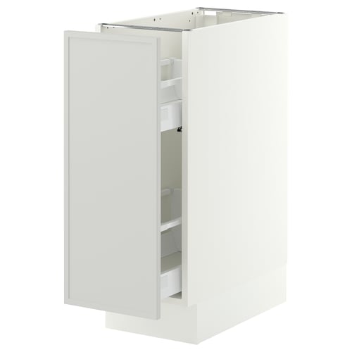 SEKTION / MAXIMERA Base cabinet with pull-out storage, white/Aspudden light grey, 31x61x76 cm