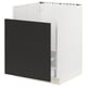 Black and white kitchen cabinet from SEKTION series, modern design, particleboard and steel construction, sleek minimalist look.