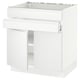 White SEKTION kitchen unit, matte, modern minimalist design, boxy shape, metal and wood.