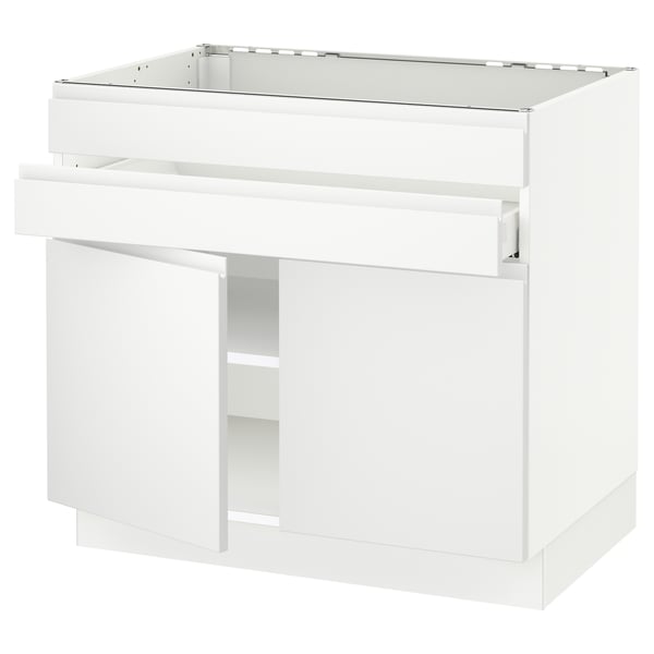SEKTION white kitchen cabinet, sleek and modern, with adjustable shelves and a minimalist design.