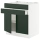 SEKTION kitchen cabinet, dark green havstorp fronts, white frame, modern design, adjustable shelves, metal hinges.
