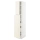 White SEKTION kitchen cabinet with two doors, shelves, and drawers. Off-white, bevelled edges for a traditional look.