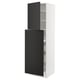 Modern kitchen cabinet with black doors; tall, rectangular, adjustable shelves, quality materials.