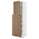 Ikea SEKTION white tall kitchen cabinet with walnut doors and adjustable shelves.