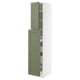 Ikea SEKTION tall kitchen cabinet, green, white, wood, modern design, adjustable shelves.