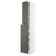 SEKTION kitchen cabinet, white & grey, tall, modern, integrated handles, adjustable shelves.