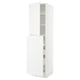 A white SEKTION kitchen cabinet with adjustable shelves and a smooth-closing door.